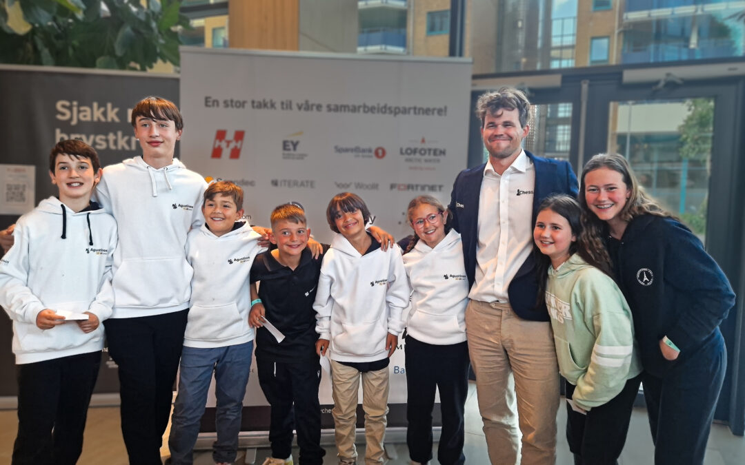 niños con Magnus Carlsen